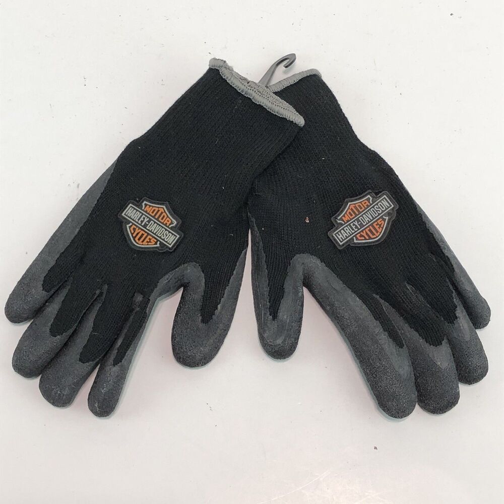 Harley-Davidson Hand Protection Rubber Dipped Knit Black Gloves Small HG51
